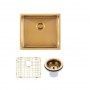 Brushed Gold Stainless Steel Handmade Top/Undermount Single Bowl Kitchen Sink 490x440x230mm